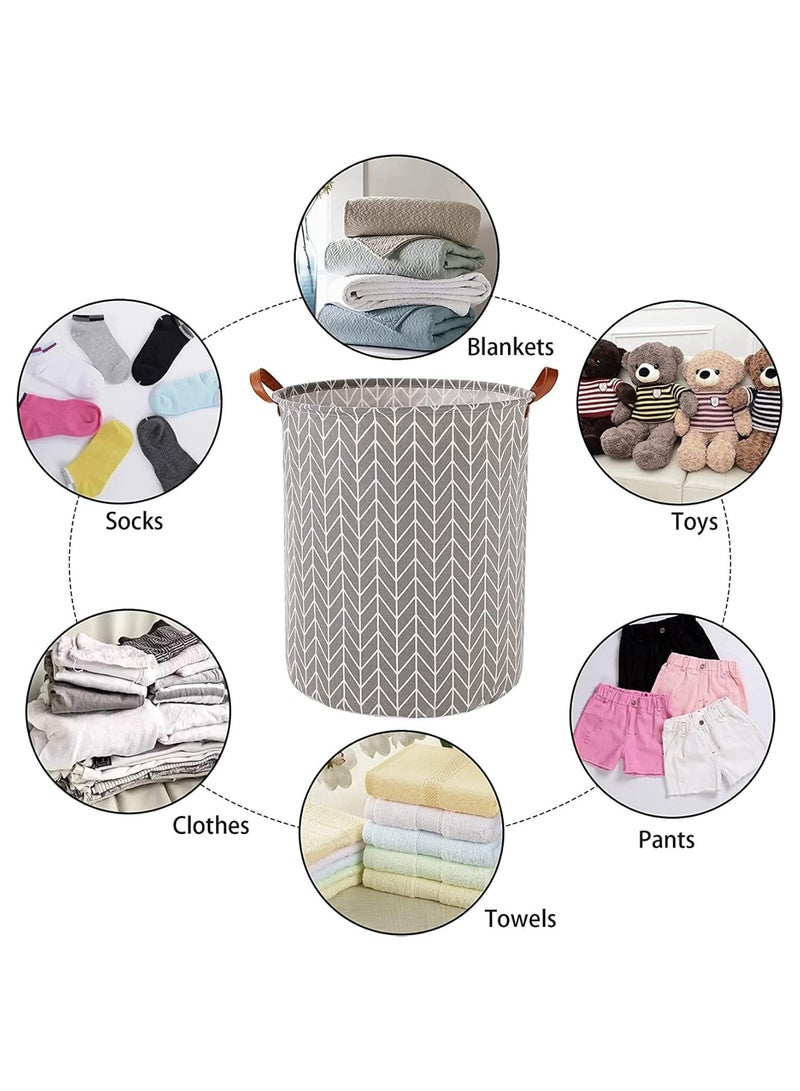 DELGREEN 2 Pack Waterproof Laundry Baskets, 65 L Collapsible Bag Organizer Basket, Storage Hamper for Clothes Toys Dirty Clothes Bedroom Grey - Image 4