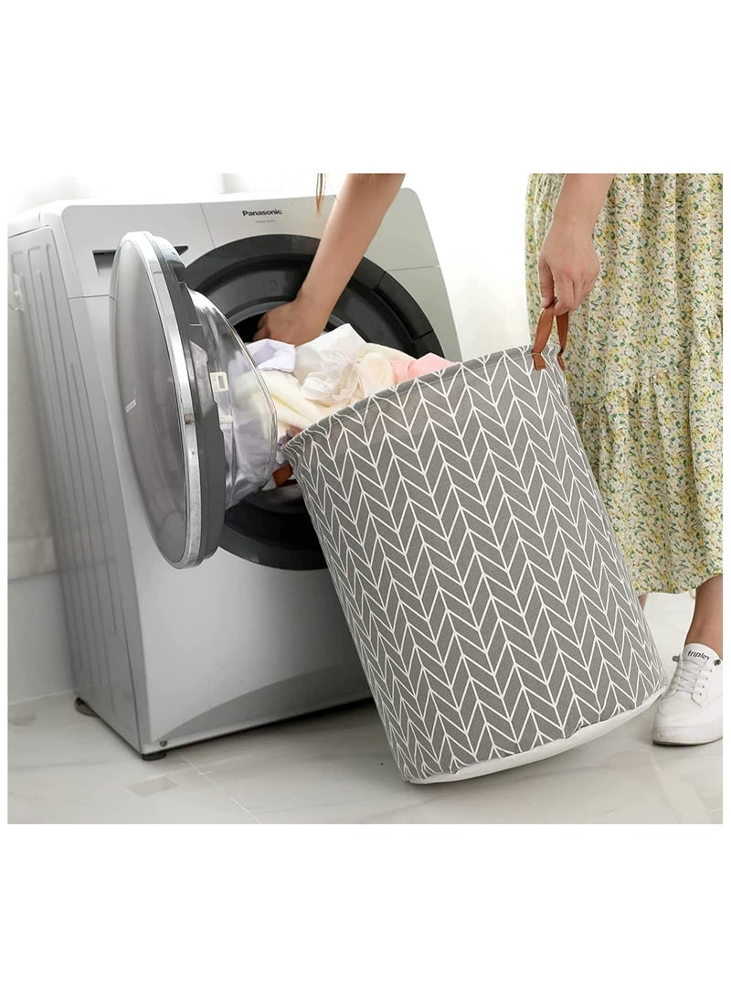 DELGREEN 2 Pack Waterproof Laundry Baskets, 65 L Collapsible Bag Organizer Basket, Storage Hamper for Clothes Toys Dirty Clothes Bedroom Grey - Image 5