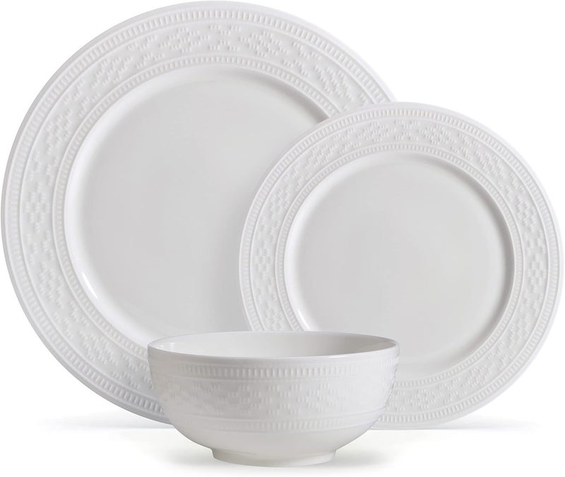 Mikasa Haven Bone China Lightweight Chip Resistant 12 Piece Dinnerware Set Service for 4 White - Image 2
