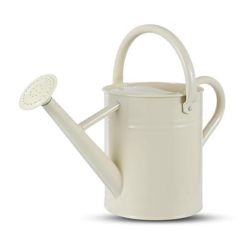 Stdemarzo 1 Gallon Watering Can for Plants Watering Cans for IndoorOutdoor Gardening Galvanized Steel Watering Pot with Removable Spout Metal Water Can with Ergonomic Movable HandleWhite - Image 1