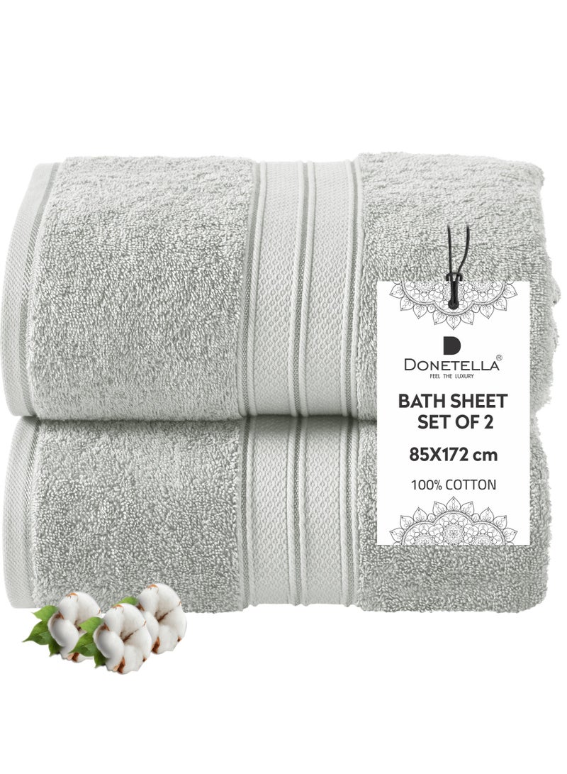 Donetella 2-Pcs Bath Sheet (85x172cm) - Premium 100 % Combed Cotton 600 GSM Large Towel, Highly Absorbent, Quick Dry,Best Towel for Bathroom, Spa And Hotel. - Image 1