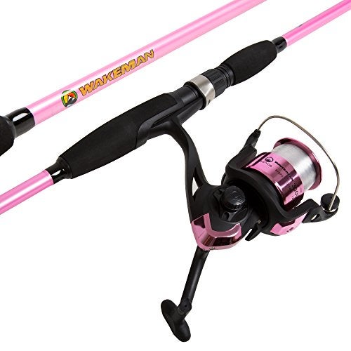 Wakeman Fishing Rod and Reel Combo - Strike Series Medium Action 78-Inch Spinning Reel Pole - Fishing Gear for Bass, Trout, and Lake by Wakeman (Hot Pink) - Image 1
