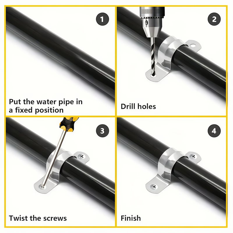 M32 Thickened Stainless Steel Pipe Clamp With 2 Holes Heavy Duty U Shaped Bracket 32mm Wide - Image 4
