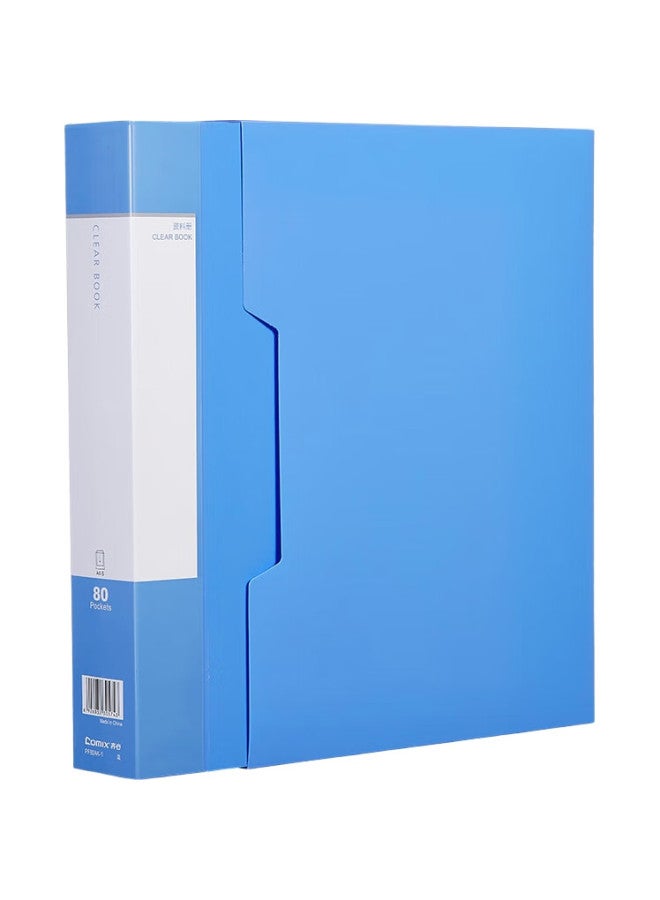 Comix A4/80-Page Document Folder With Cover, Loose-Leaf Organizer, File Holder With Pockets, Student Exam Paper Subject Storage Bag, Blue Pf80Ak-1 - Image 3