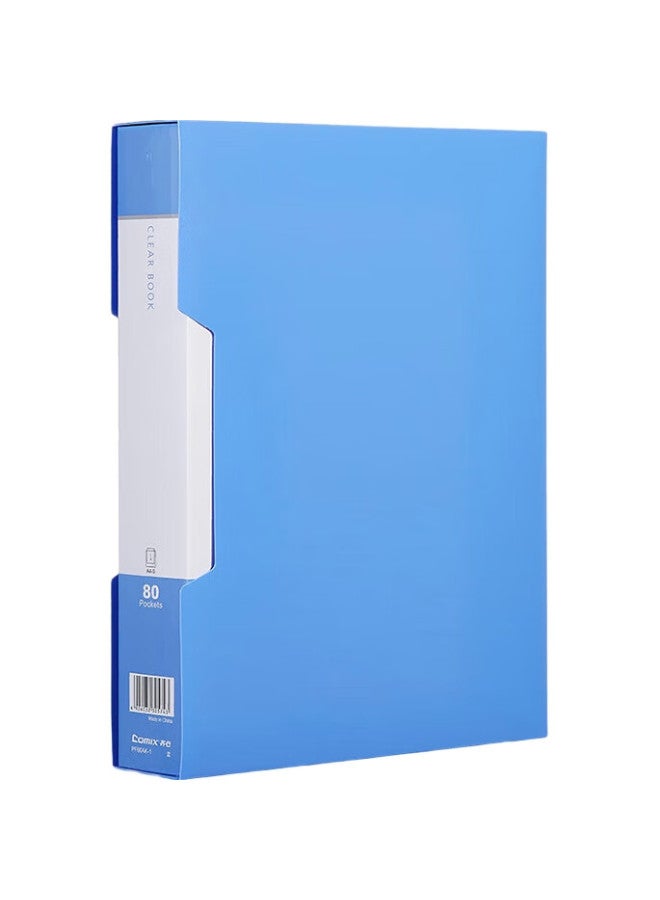 Comix A4/80-Page Document Folder With Cover, Loose-Leaf Organizer, File Holder With Pockets, Student Exam Paper Subject Storage Bag, Blue Pf80Ak-1 - Image 1