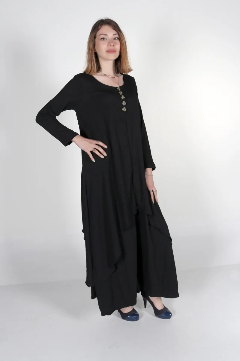 باربورا Layered Black Maxi Dress
