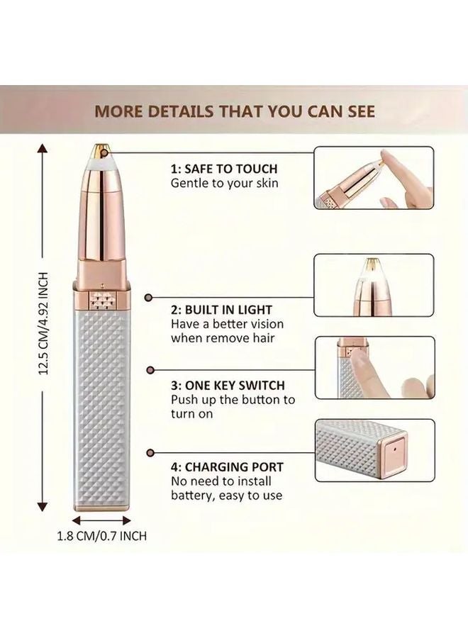 ماكينة إزالة شعر الوجه للنساء بلون الشامبانيا، قابلة للشحن عبر USB، ماكينة حلاقة كهربائية ومشذب حواجب - Image 2