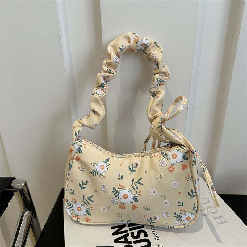 Canvas Bag Women'S 2024 South Korea Saddle Bag All-Match Ins Pleated Shoulder Underarm Bag - Image 1
