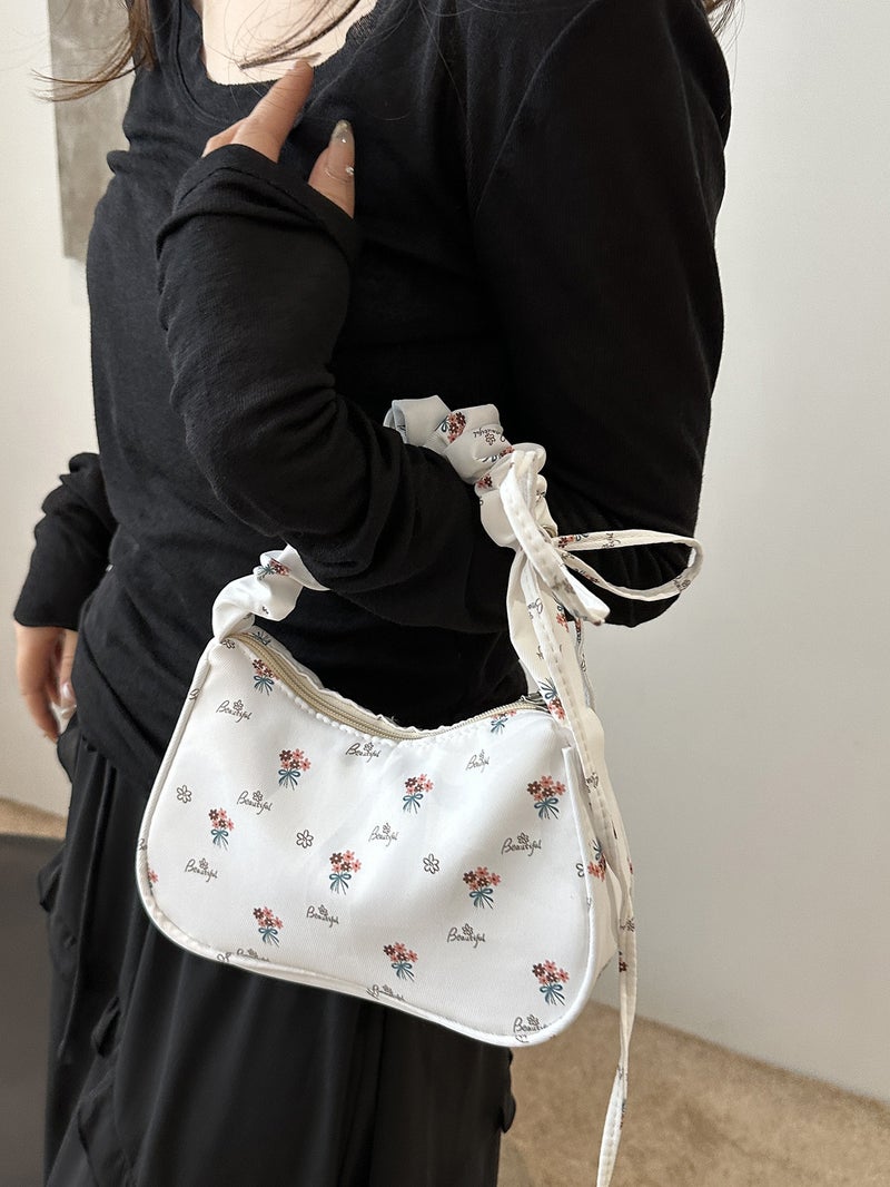 Canvas Bag Women'S 2024 South Korea Saddle Bag All-Match Ins Pleated Shoulder Underarm Bag - Image 4