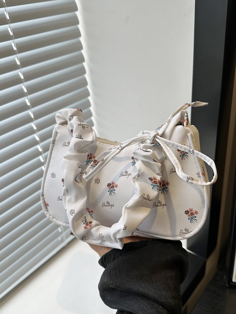 Canvas Bag Women'S 2024 South Korea Saddle Bag All-Match Ins Pleated Shoulder Underarm Bag - Image 3