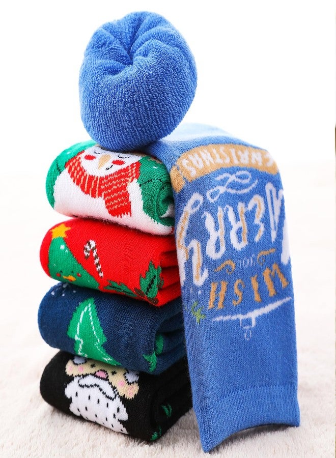 SNUG STAR 5 Pairs Christmas Socks Children Xmas Socks Crew Cotton Socks for 1-3/3-5/6-8/9-12 Children Toddlers Boys Girls((9-12) Set01) - Image 3