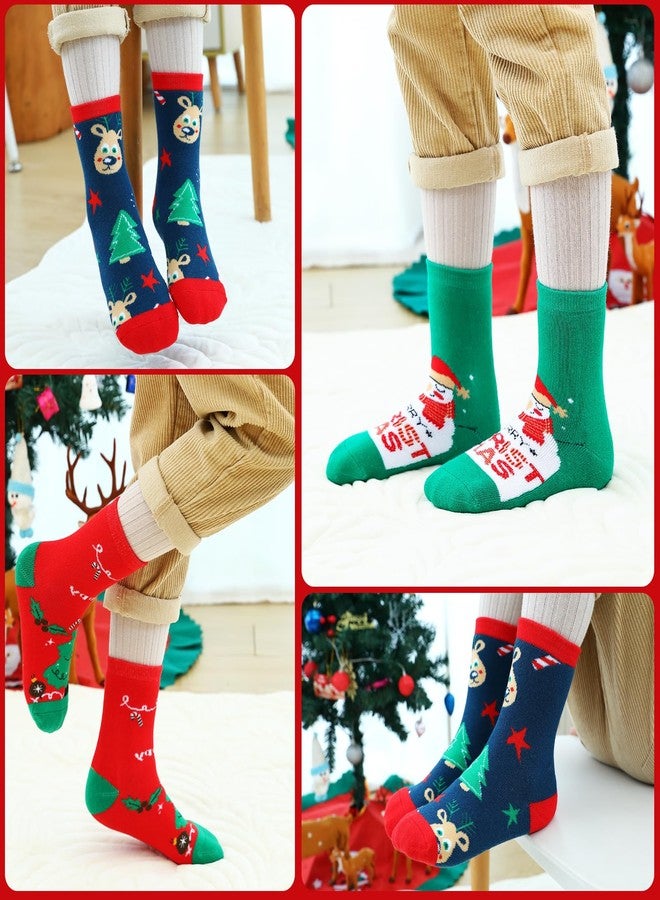 SNUG STAR 5 Pairs Christmas Socks Children Xmas Socks Crew Cotton Socks for 1-3/3-5/6-8/9-12 Children Toddlers Boys Girls((9-12) Set01) - Image 4