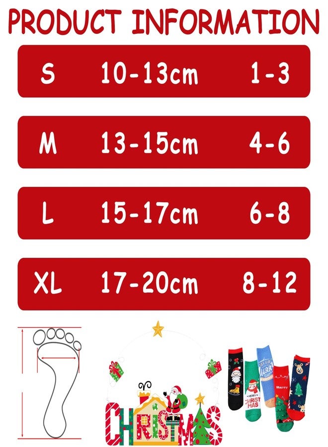 SNUG STAR 5 Pairs Christmas Socks Children Xmas Socks Crew Cotton Socks for 1-3/3-5/6-8/9-12 Children Toddlers Boys Girls((9-12) Set01) - Image 5
