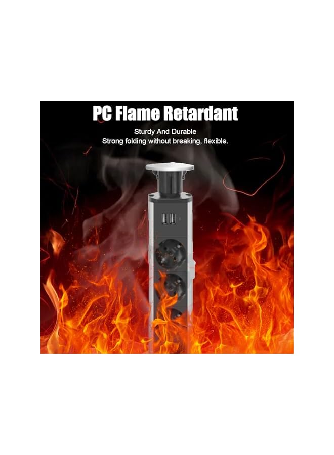 The Bros مخرج علوي لسطح العمل - شريط طاقة مدمج من سبائك الألمنيوم مع 3 مقابس EU و USB - مقبس قابل للسحب لسطح المطبخ - Image 5