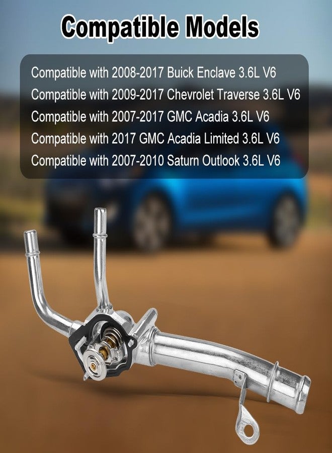 WMPHE Aluminium Engine Coolant Thermostat Housing Compatible with 2008-2017 Buick Enclave 2009-2017 Chevy Traverse 2007-2016 GMC Acadia 2007-2010 Saturn Outlook, Replacement for 902-692 12599235 - Image 2