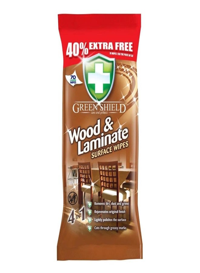 Greenshield Wood and Laminate Surface Wipes - Pack of 70(Extra Large Wipes)