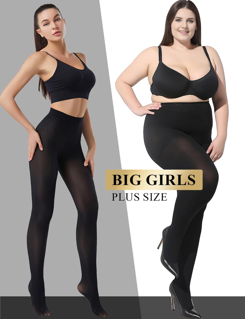 Buauty 80D Black Tights for Women,Control Top Opaque Tights,High Waist Soft Nylon Pantyhose(1 pair) - Image 4