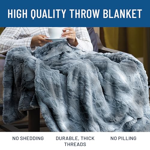 Everlasting Comfort Soft & Comfortable Arctic Blue Faux Fur Throw Blanket for Couch - (50"x65") Minky & Fluffy Fall Blankets & Throws, Plush Fuzzy Cover for Bed, Sofa & Living Room - Cozy Home Decor - Image 4