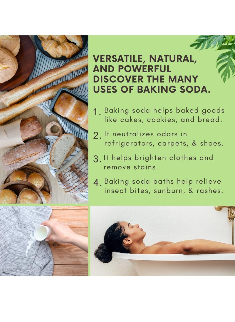 BLISS OF EARTH - Baking Soda For Food & Cleaning Purpose 900gm Pure Sodium Bicarbonate for Baking Cleaning and Deodorizing Food Grade Non GMO Eco Friendly Pack of 2 - Image 1