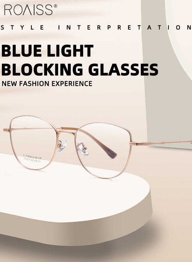 roaiss Ultra-light Pure Titanium Stylish Blue Light Glasses for Woman Blue Light Filter Computer Reading Gaming TV Phones Cat Eye Eyeglasses Anti Eyestrain Headache Eyewear 53mm - Image 5