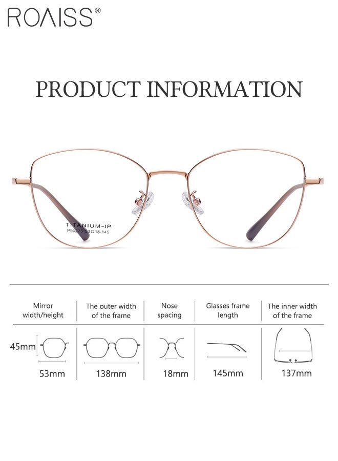 roaiss Ultra-light Pure Titanium Stylish Blue Light Glasses for Woman Blue Light Filter Computer Reading Gaming TV Phones Cat Eye Eyeglasses Anti Eyestrain Headache Eyewear 53mm - Image 3