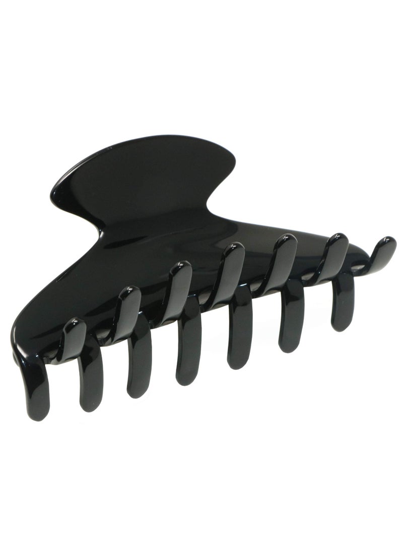 French Amie - French Amie Long Large 4.5 Inch Handmade Covered Spring Black Celluloid Jaw Hair Claw Clip Clamp Clutcher (Black) - Image 1