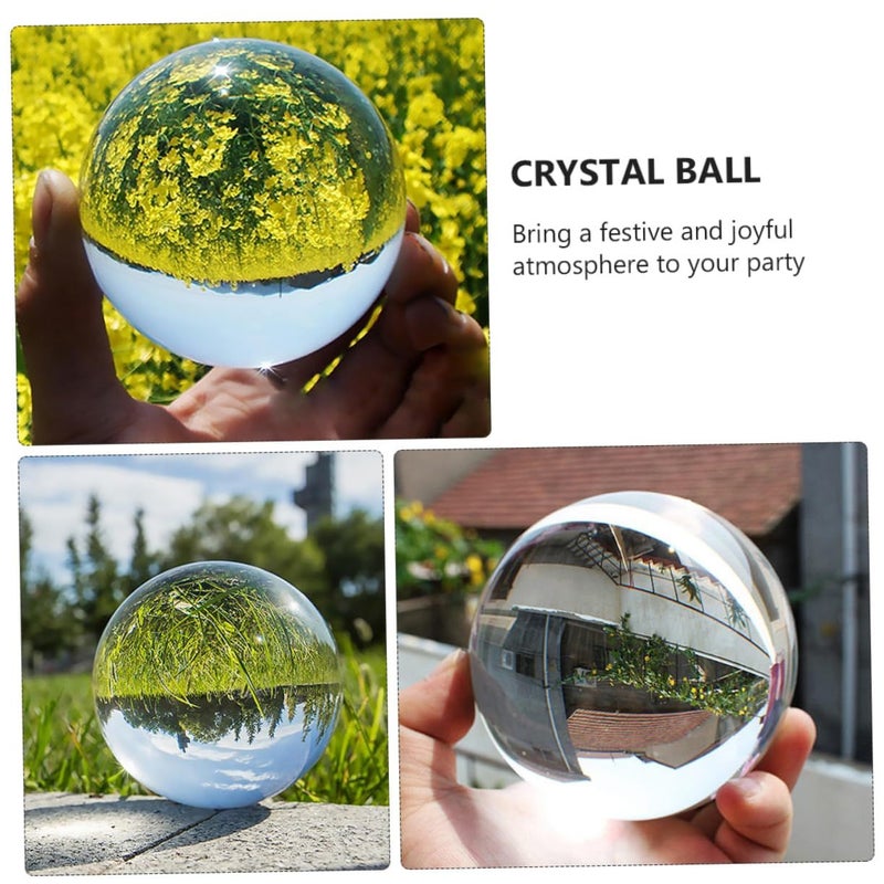 Clear Crystal Ball Sphere 9x9x9cm for Reflective Decoration Prop - Image 3
