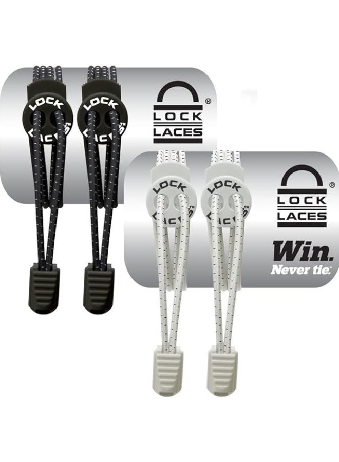 LOCK LACES Elastic No Tie Shoe Laces (Pack of 2) One Size Fits All, for Kids and Adults, Elastic No Tie Shoe Laces - Image 1