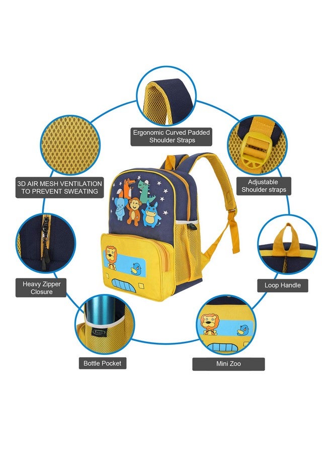 Frantic Kids Soft Cartoon Animal Travelling School Bag Soft Plush Velvet Standard 2 Compartment Backpack Baby Girls Boys For 2 To 5 Years Boys/Girls Nursery, Picnic,Preschool(Yellow Zoo Bag), Medium - Image 4