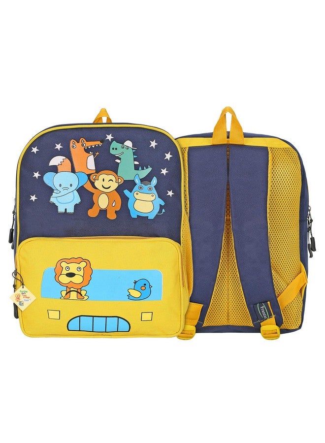 Frantic Kids Soft Cartoon Animal Travelling School Bag Soft Plush Velvet Standard 2 Compartment Backpack Baby Girls Boys For 2 To 5 Years Boys/Girls Nursery, Picnic,Preschool(Yellow Zoo Bag), Medium - Image 3