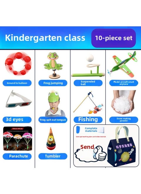 Children's Science Small Experimental Suit Primary School Students' Science And Technology Production And Invention Equipment Kindergarten Handmade Material Package Complete-Specifications:Kindergarten Class [10-piece Set] Comes With 50 Experiments