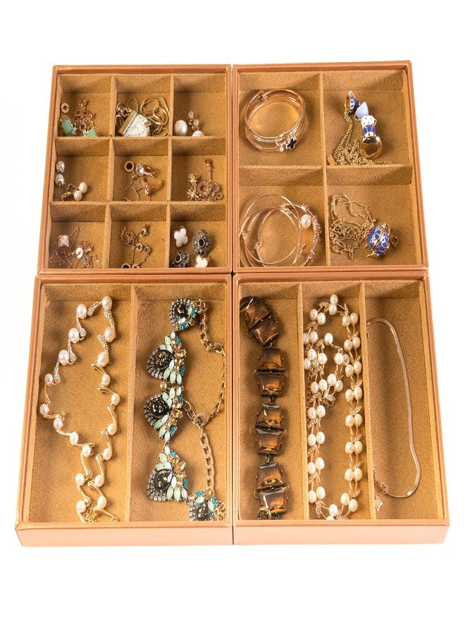 Huji Stackable Jewelry Trays Organizer Storage Rings Earrings Bracelets Watches Necklaces (1, Camel Brown Stack-able Trays) - Image 5