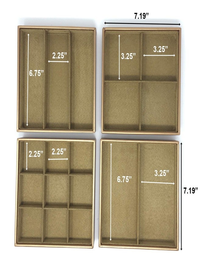 Huji Stackable Jewelry Trays Organizer Storage Rings Earrings Bracelets Watches Necklaces (1, Camel Brown Stack-able Trays) - Image 3