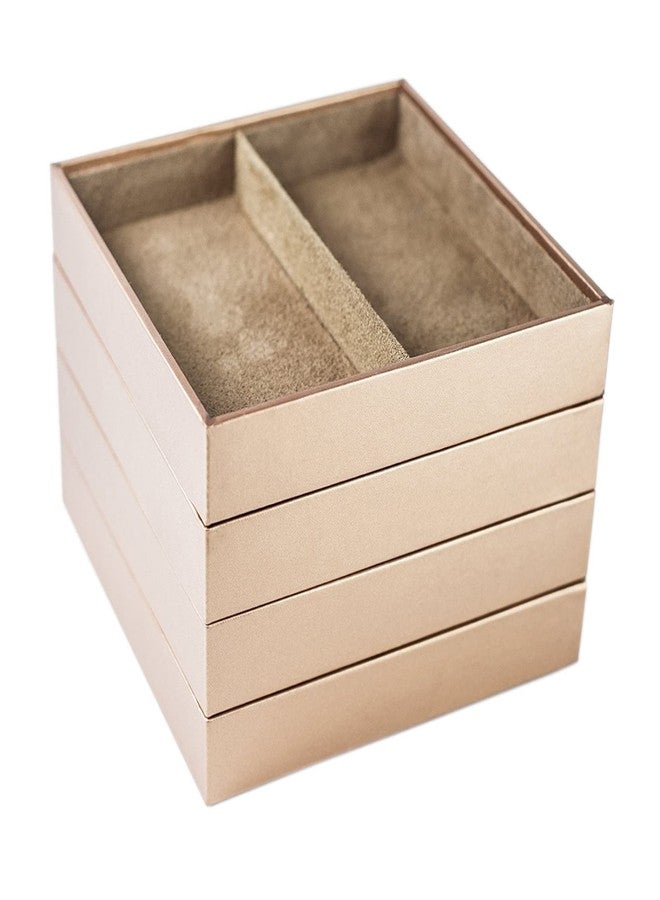 Huji Stackable Jewelry Trays Organizer Storage Rings Earrings Bracelets Watches Necklaces (1, Camel Brown Stack-able Trays) - Image 2