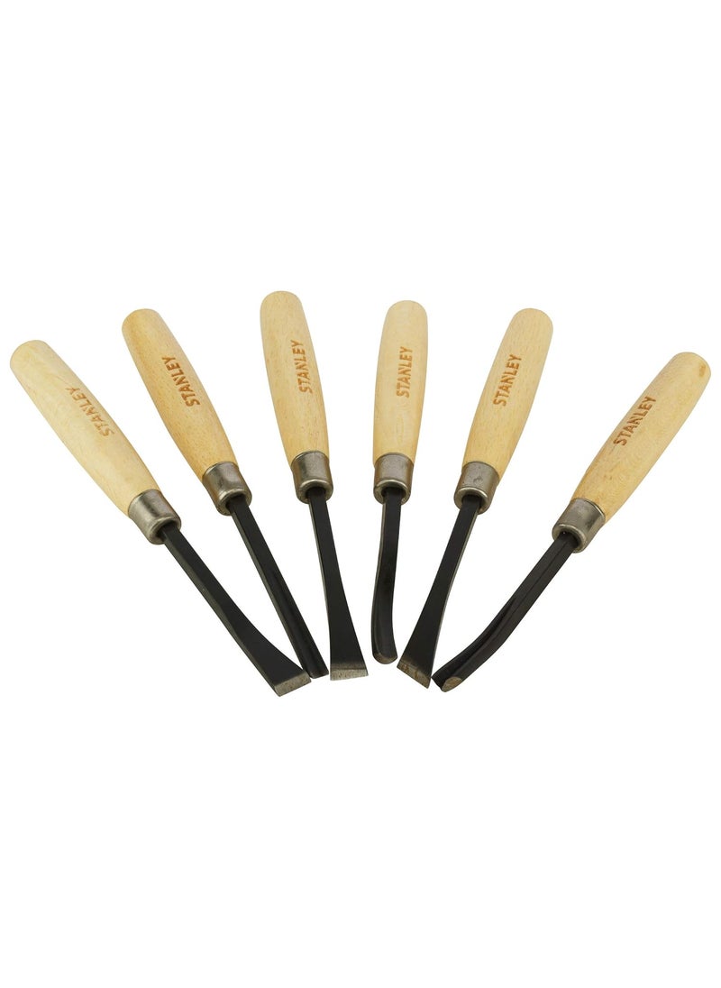 Stanley STANLEY STHT161208 14 6Piece Wood Carving Chisel Set for DIY and Professional use Brown  - Image 2