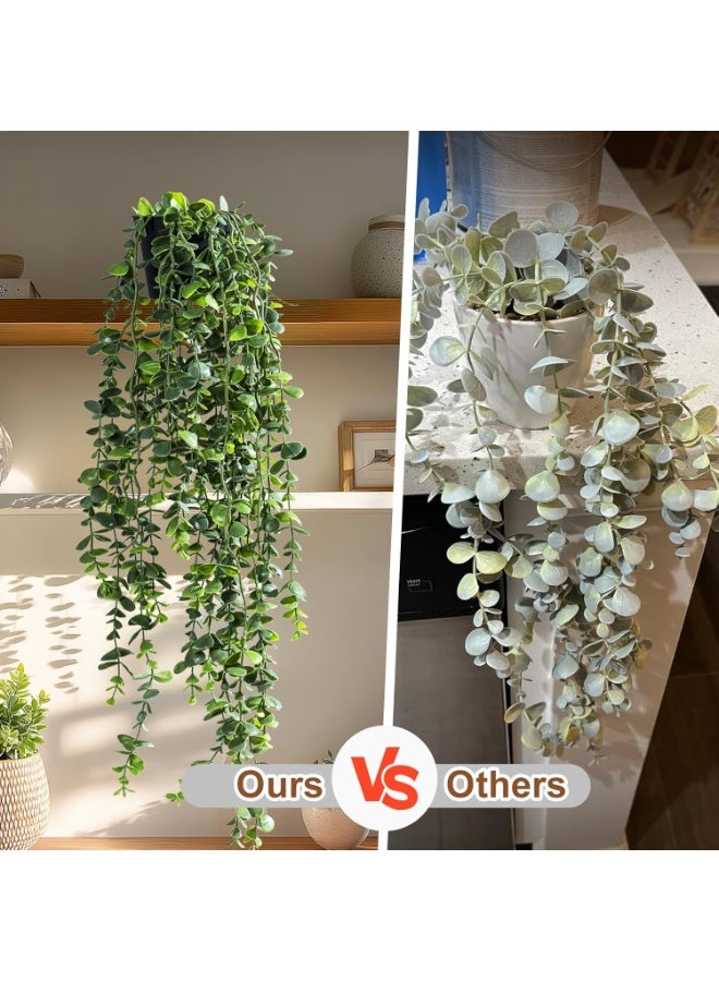 Artificial Hanging Plant 2 Pcs Faux Plant Ivy Vine Faux Eucalyptus Vines Fake Potted Greenery for Wall Living Room Home Shelf Office Bathroom Outdoor Indoor Decor - Image 3