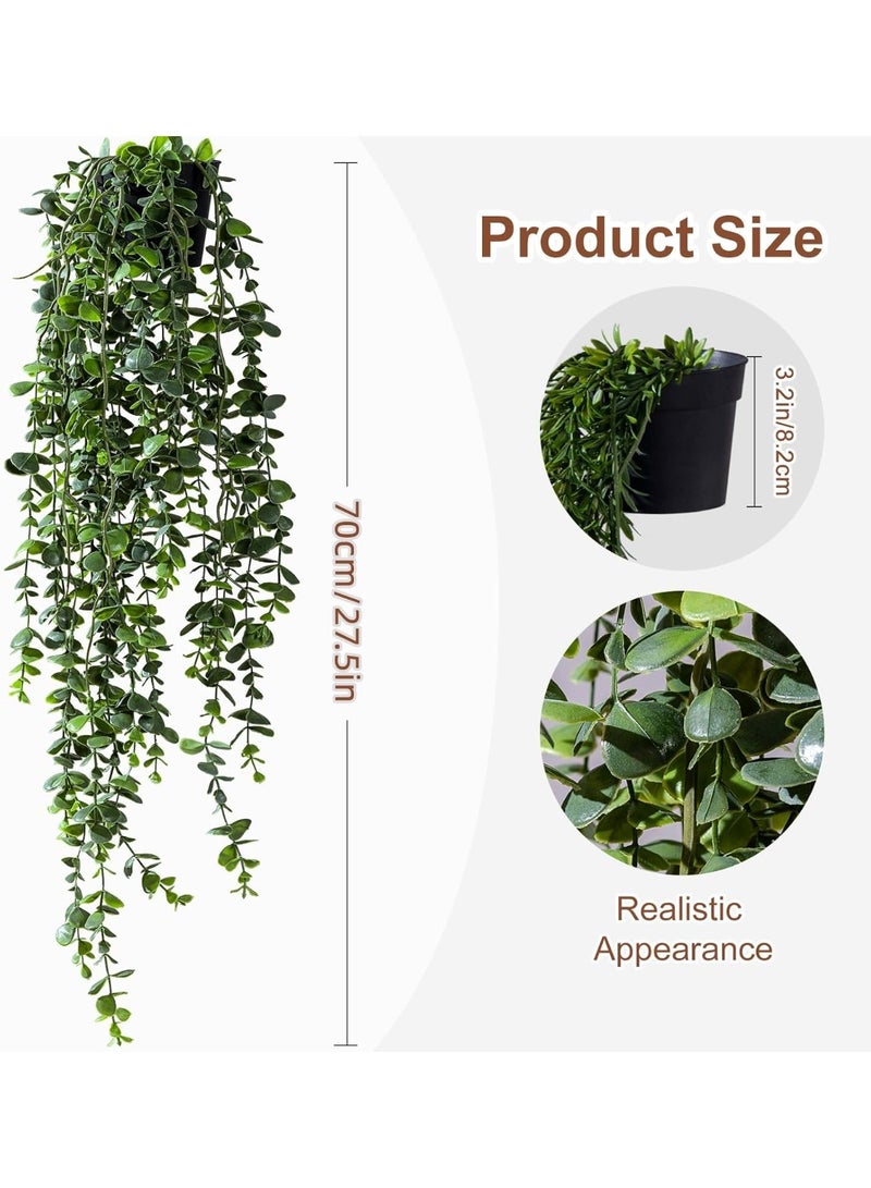 Artificial Hanging Plant 2 Pcs Faux Plant Ivy Vine Faux Eucalyptus Vines Fake Potted Greenery for Wall Living Room Home Shelf Office Bathroom Outdoor Indoor Decor - Image 2