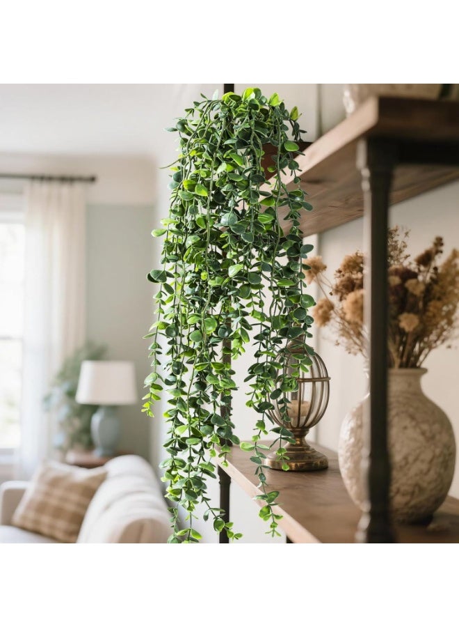 Artificial Hanging Plant 2 Pcs Faux Plant Ivy Vine Faux Eucalyptus Vines Fake Potted Greenery for Wall Living Room Home Shelf Office Bathroom Outdoor Indoor Decor - Image 5