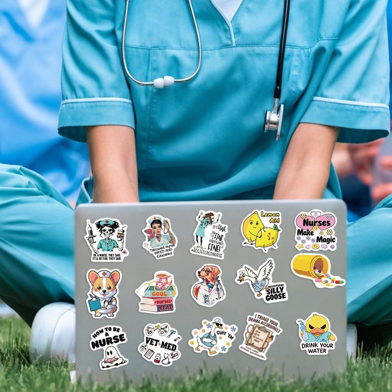 MKZ 120 PCS Funny Nurse Stickers Medical Sticker Pack Nursing Accessories for Nurses Nursing Healthcare Sticker Funny Nurse Gifts - Image 3