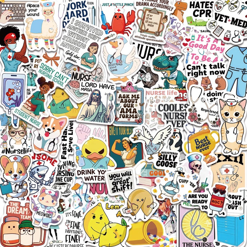 MKZ 120 PCS Funny Nurse Stickers Medical Sticker Pack Nursing Accessories for Nurses Nursing Healthcare Sticker Funny Nurse Gifts - Image 1