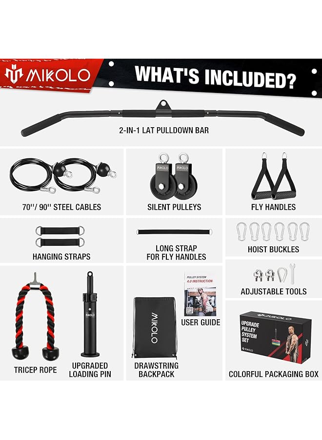 erorex Fitness Lat And Lift Pulley System, Dual Cable Machine(70'' And 90'') With Upgraded Loading Pin For Triceps Pull Down, Biceps Curl, Back, Forearm, Shoulder-Home Gym Equipment(Patent) - Image 2