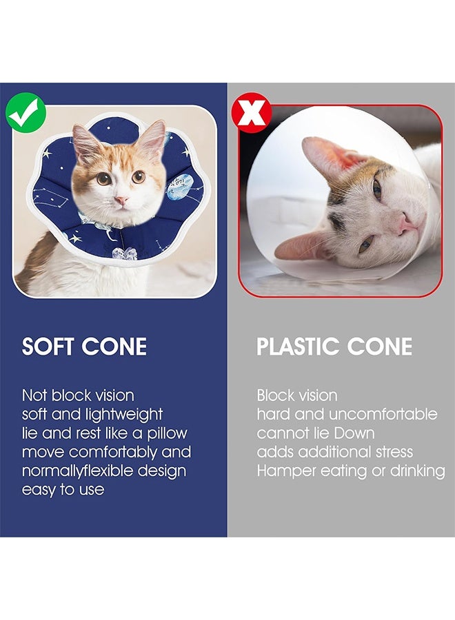 طوق مخروطي ناعم للقطط قابل للتعديل للتعافي بعد الجراحة لمنع لعق الجروح، طوق مخروطي واقي لرقبة القطة مريح للحيوانات الأليفة على شكل إليزابيثان للقطط والقطط الصغيرة والجراء، مقاس صغير - Image 2