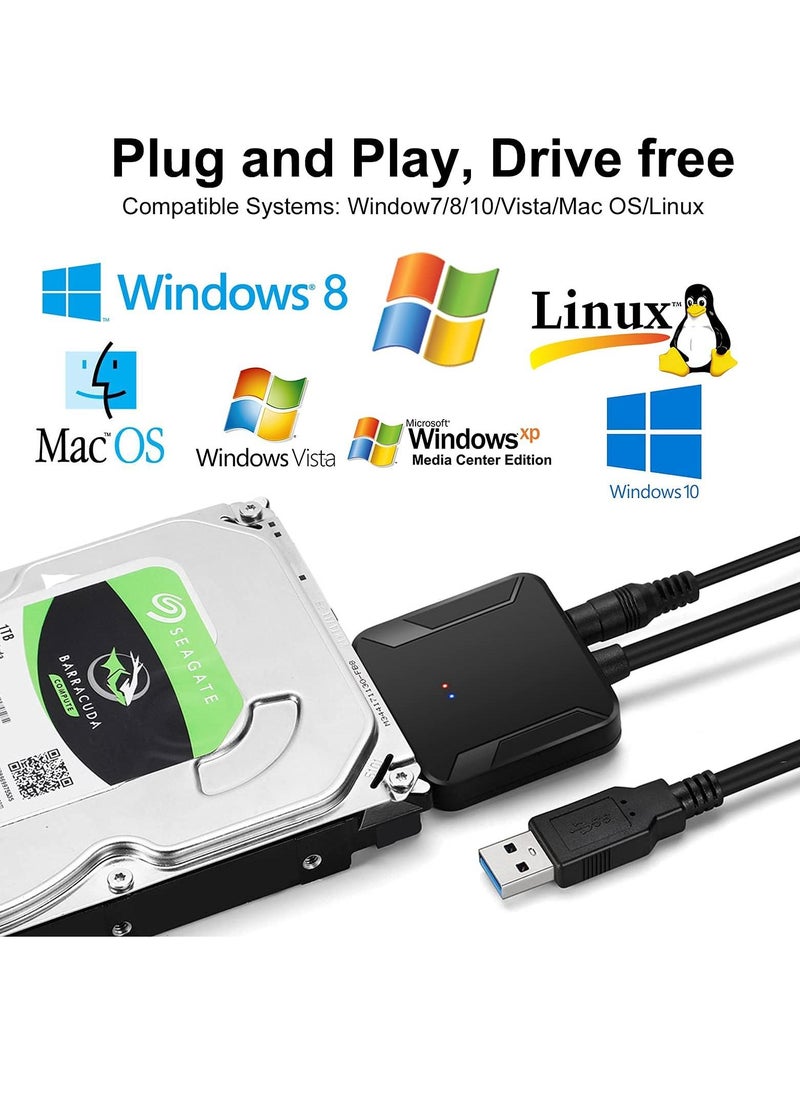 KASTWAVE - USB 3.0 to SATA Adapter Cable USB to SATA Adapter with UASP SATA to USB Converter for 2.5 3.5 Hard Drive Disk HDD and Solid-State Drive SSD - Image 1