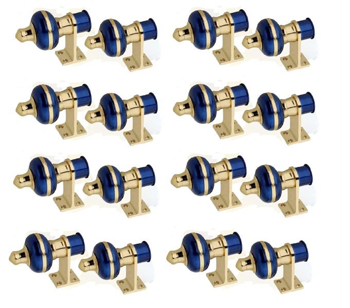 GHARDWAR ZINC ALLOY ANTIQUE MANDIR BLUE GOLD FINISH CURTAIN BRACKET WINDOW CURTAINS HOLDER SUPPORT FOR WINDOW DOOR FITTING CURTAIN BRACKET PACK OF 8 PAIR