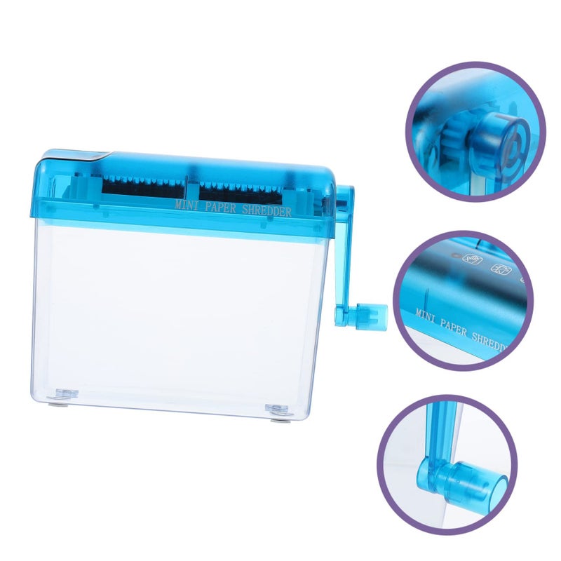 Manual Desktop Paper Shredder Hand Crank Compact for Home Office Blue - Image 5