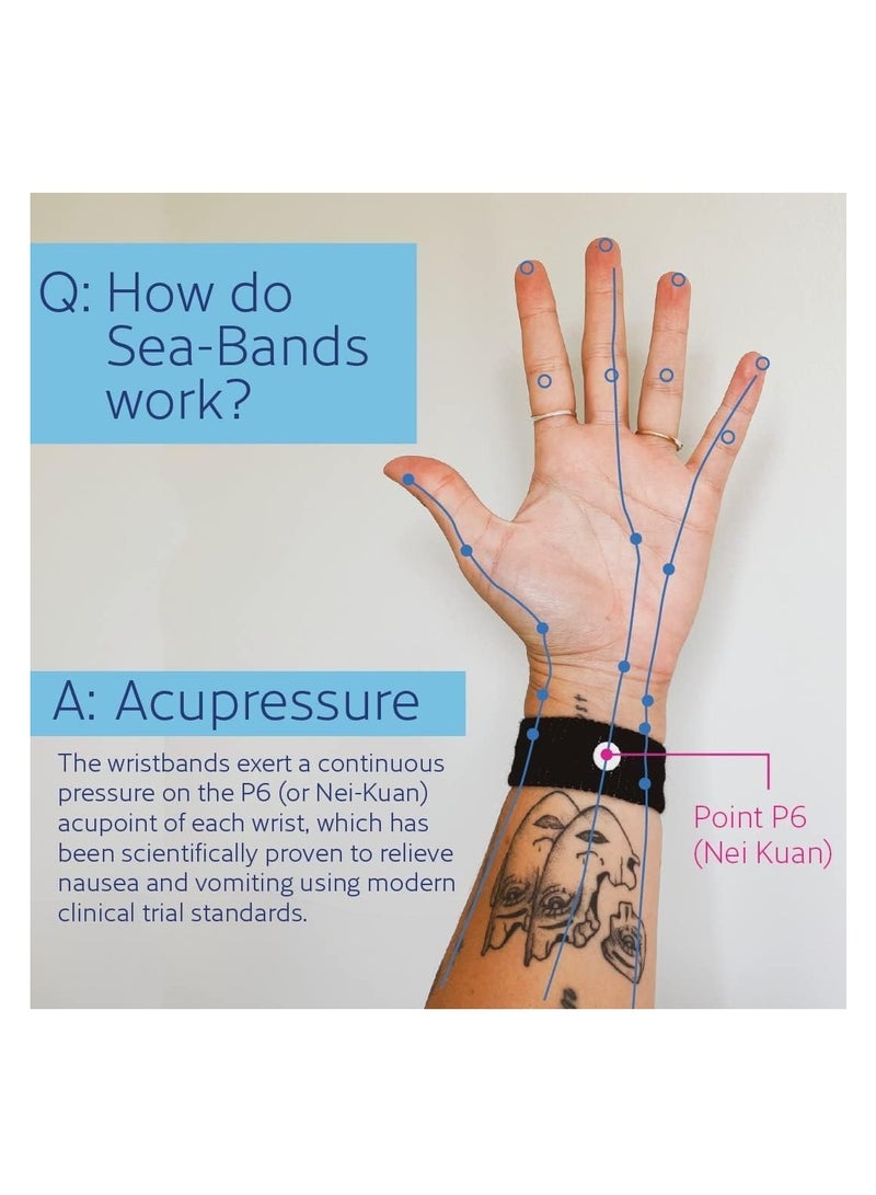 سي-باند سوار ضغط لعلاج الغثيان والحركة وغثيان الصباح، زوج واحد، لون أسود، قد يختلف - Image 4