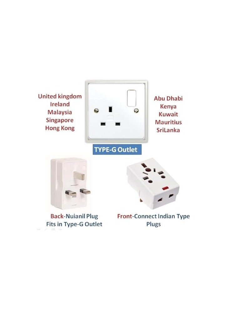 إيروريكس محول سفر قطعتان - مقبس عالمي ثلاثي الاتجاهات مزود بإضاءة وفيوزة 13 أمبير، متوافق مع المملكة العربية السعودية/الإمارات العربية المتحدة/المملكة المتحدة/هونج كونج، قابس طاقة تيار متردد للولايات المتحدة/أستراليا/اليابان/الصين، محول قابس ثلاثي الدبابيس - Image 4