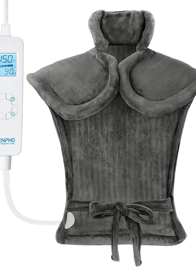 RENPHO Electric Heating Pad for Back Pain Relief, RENPHO Mothers Day Gifts, Fathers Day Dad Gifts, Birthday Day Gifts for Women Men Mom, FSA HSA Eligible, Weighted Neck Shoulder Heat Pad, ETL Certified, Gray - Image 1