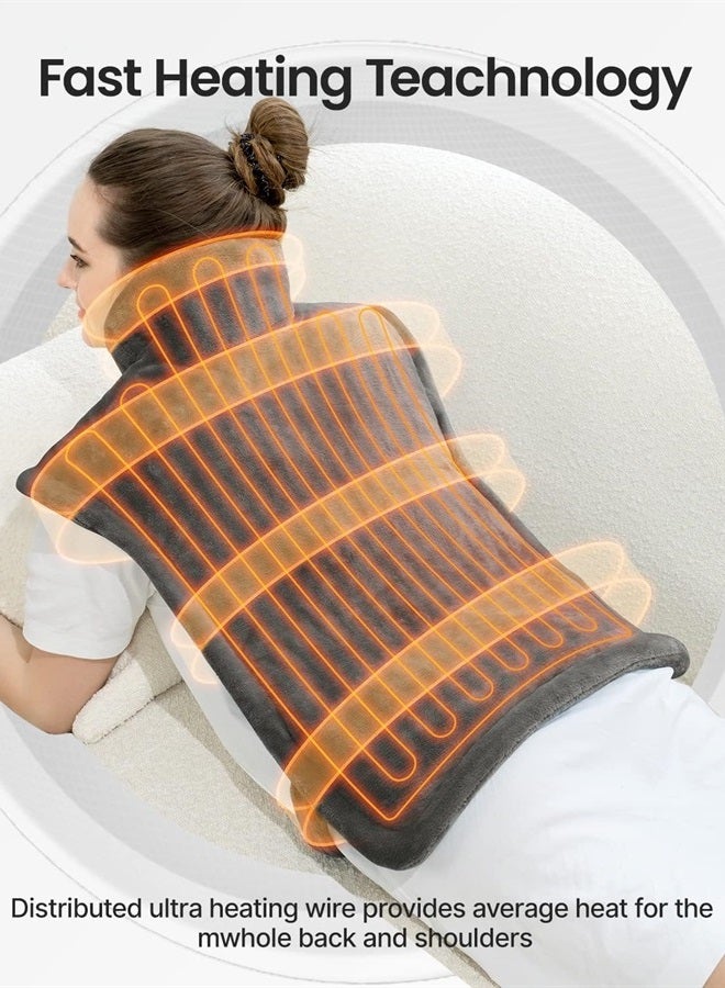 RENPHO Electric Heating Pad for Back Pain Relief, RENPHO Mothers Day Gifts, Fathers Day Dad Gifts, Birthday Day Gifts for Women Men Mom, FSA HSA Eligible, Weighted Neck Shoulder Heat Pad, ETL Certified, Gray - Image 4