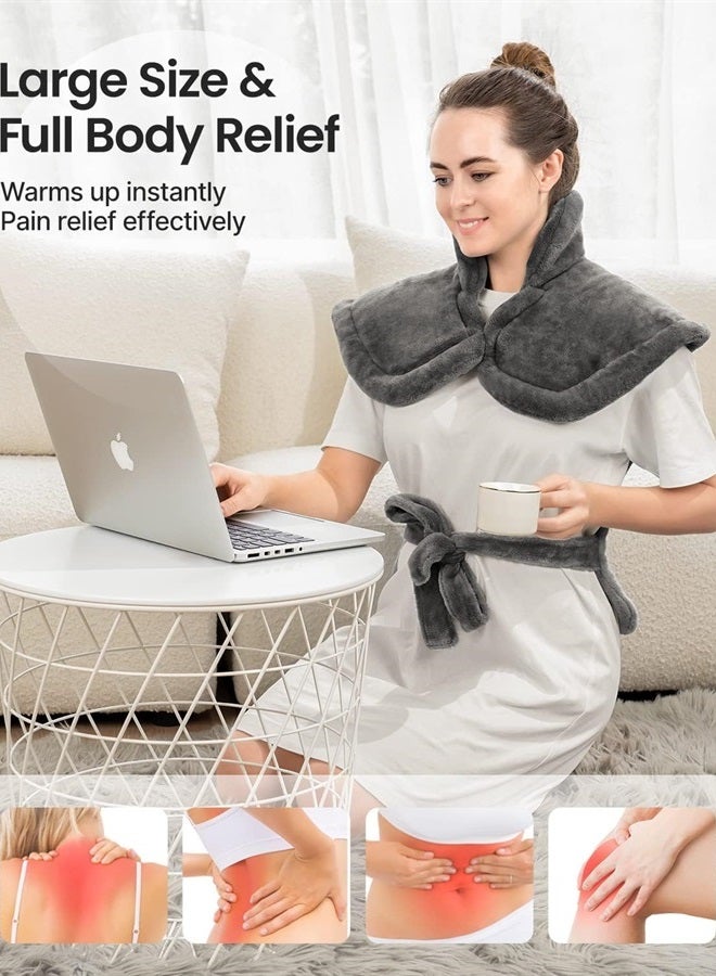 RENPHO Electric Heating Pad for Back Pain Relief, RENPHO Mothers Day Gifts, Fathers Day Dad Gifts, Birthday Day Gifts for Women Men Mom, FSA HSA Eligible, Weighted Neck Shoulder Heat Pad, ETL Certified, Gray - Image 2